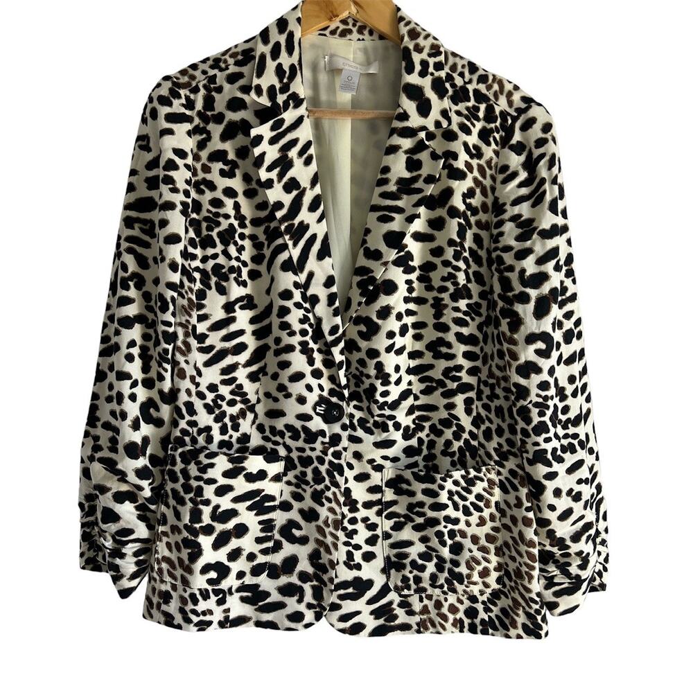 Chico’s Women’s Size 0 /US Small Animal Print 2 Pocket Blazer Jacket